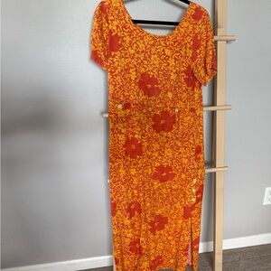 Jams World Vibrant Orange Floral Maxi Dress